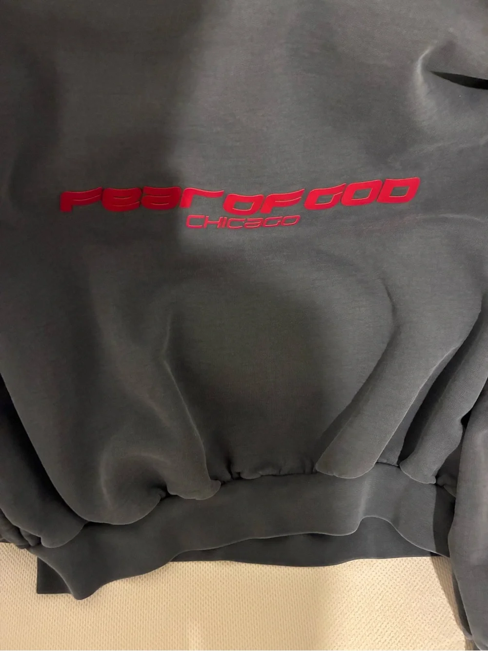 Fear of God Essentials Charcoal Crewneck with Red Logo